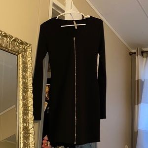 bodycon zip up black dress
